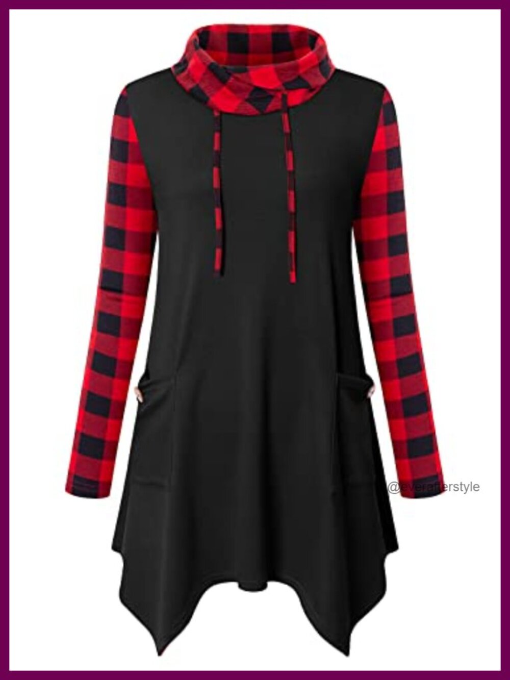 Cowl Neck Long Sleeve Asymmetrical Tunic Sweater for Leggings Holiday Vacation
